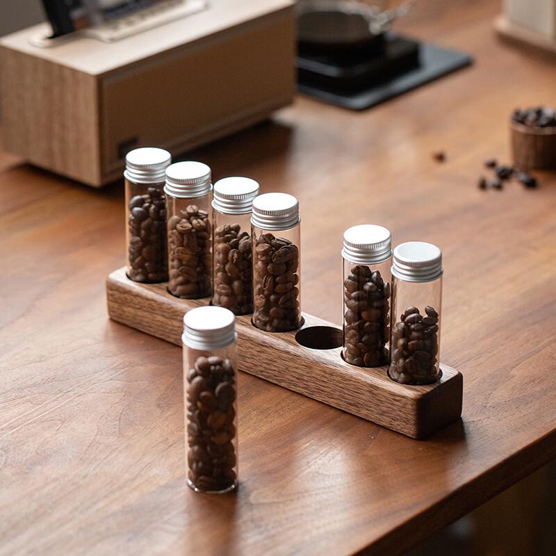 Wooden Coffee Bean Test Tube Display Rack & Dispenser