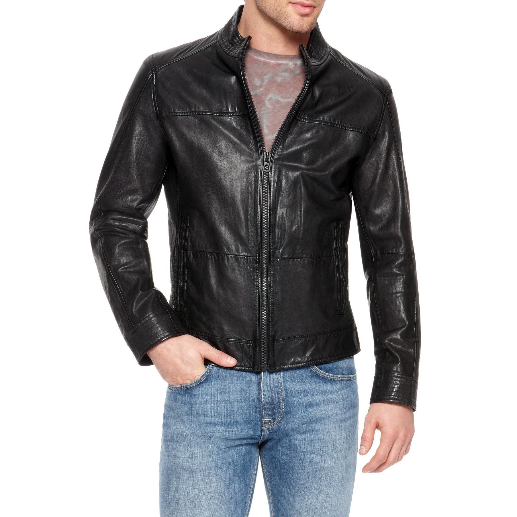 

SkinOutfit Men s Genuine Lambskin Black Leather Jacket Stylish Motorcycle Bomber Biker Outerwear MJ 103 M чорний