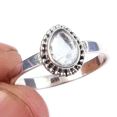 Natural Aquamarine Gemstone Handmade 925 Solid Sterling Silver Ring Size 9 w5M62