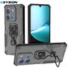 KEYSION Shockproof Armor Case for Redmi 15C 171mm 173mm Silicone+PC Upright Metal Live Ring Stand Phone Cover for Xiaomi POCO C85