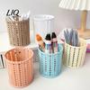 Pencil And Gadget Holder Imitation Rattan Pen Holder, Round Hollow Desk Organizer, Large Capacity Moisture-proof Cup for Pens Pencils Makeup Brushes,