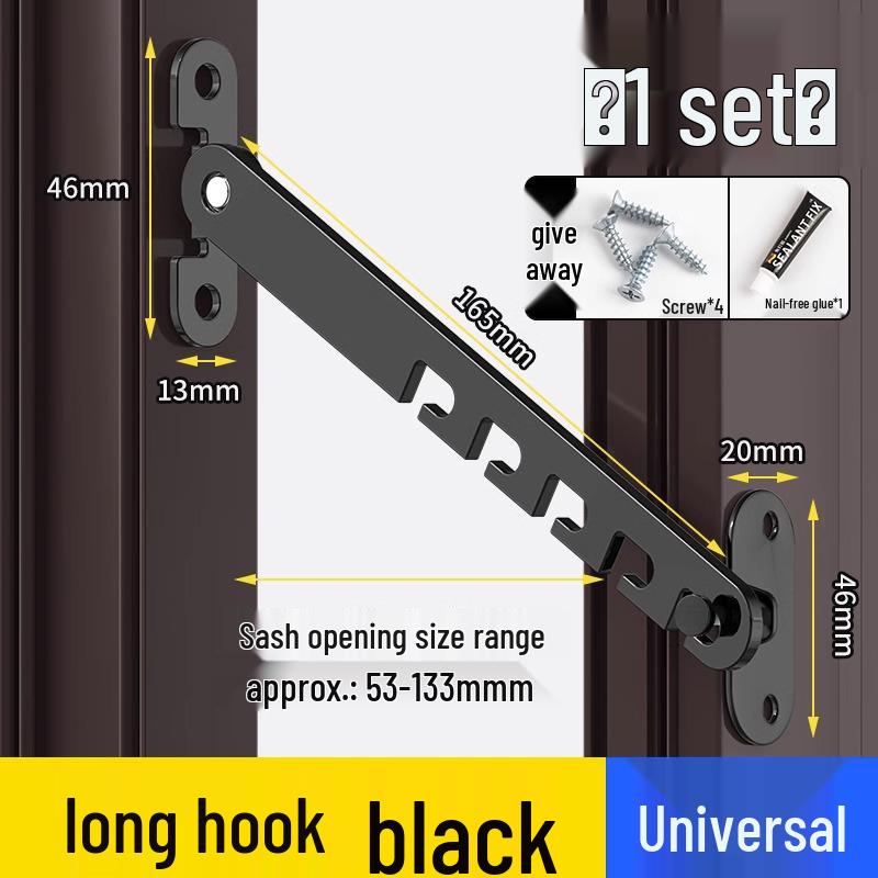 Bloqueo de seguridad para niños para ventanas y puertas - Gancho de soporte resistente al viento