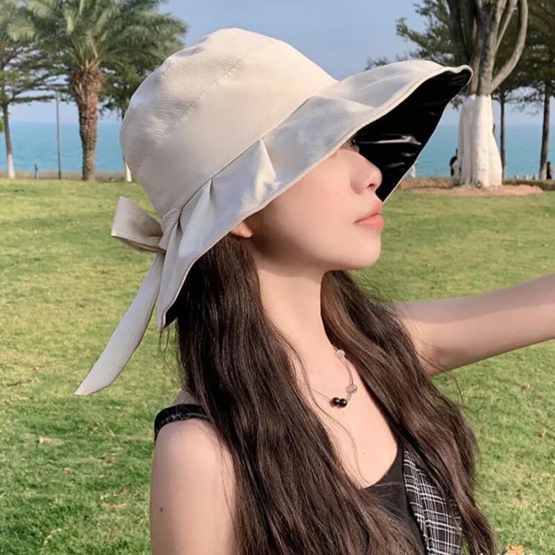 XUEXIMAN New Sun Protection Hat for Women, Summer Black Gel UV-Resistant Bowler Fisherman Hat with Wide Brim for Face And Sun Protectio