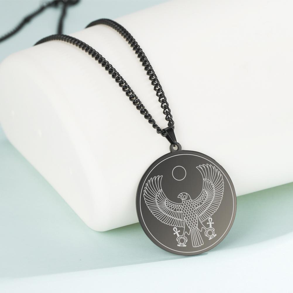 Egyptian Goddess Pendant Necklaces Gold Color Magic Wing Chains Kabbalah Amulet Solomon Necklace Stainless Steel Men Jewelry