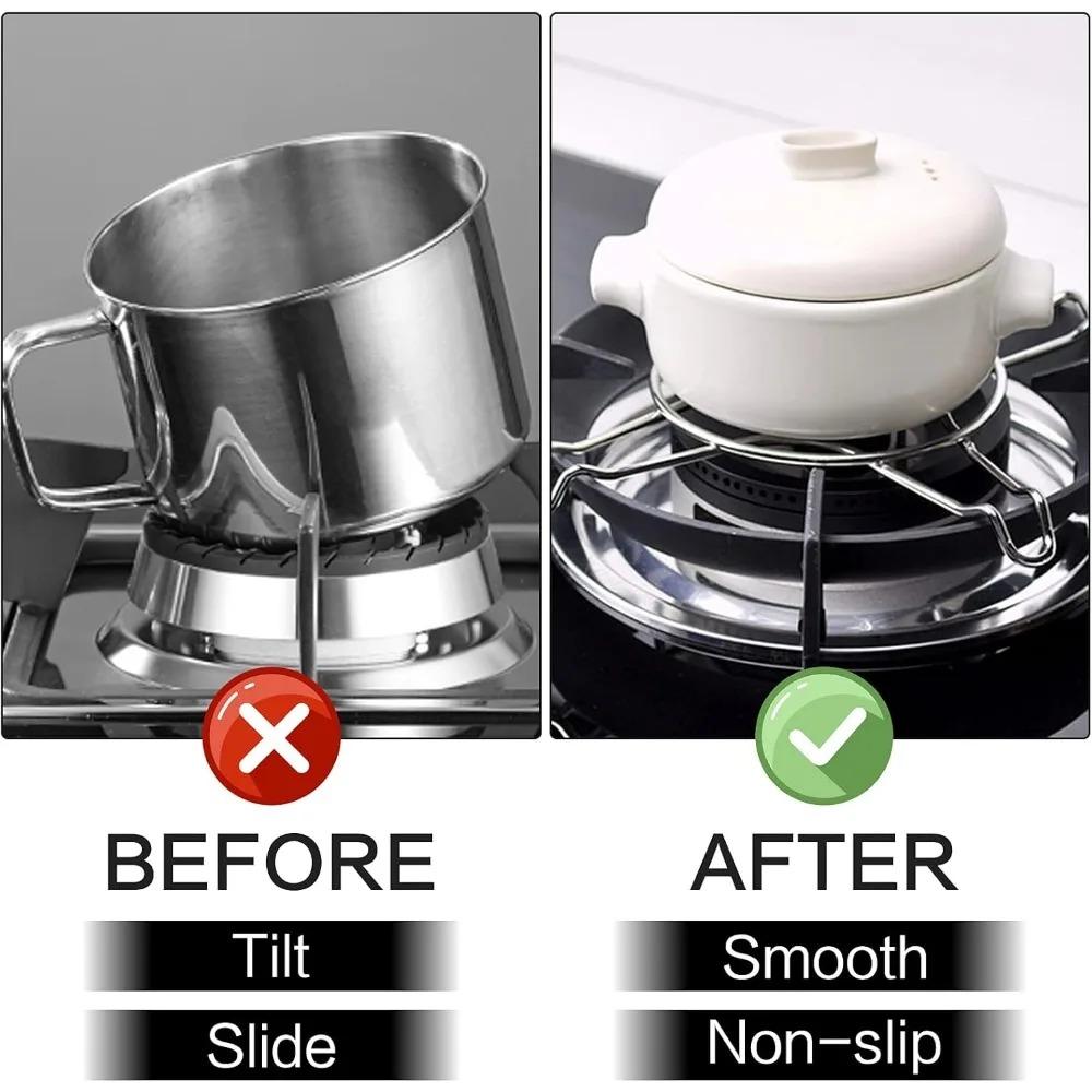 Gas Cooker Support Rack Stainless Steel Holder Camping Iron Stove Ring Heat Diffuser Small Pot Stand for Kitchen Cooking 2/4pcs