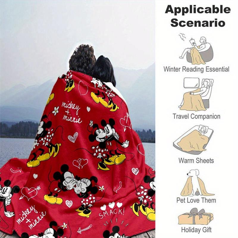 1pc. Mickey Minnie Mouse Love Heart Print Blanket - Perfect for Home, Office, Outdoor Use, Gift Idea, Suitable for All Seasonsz0417247