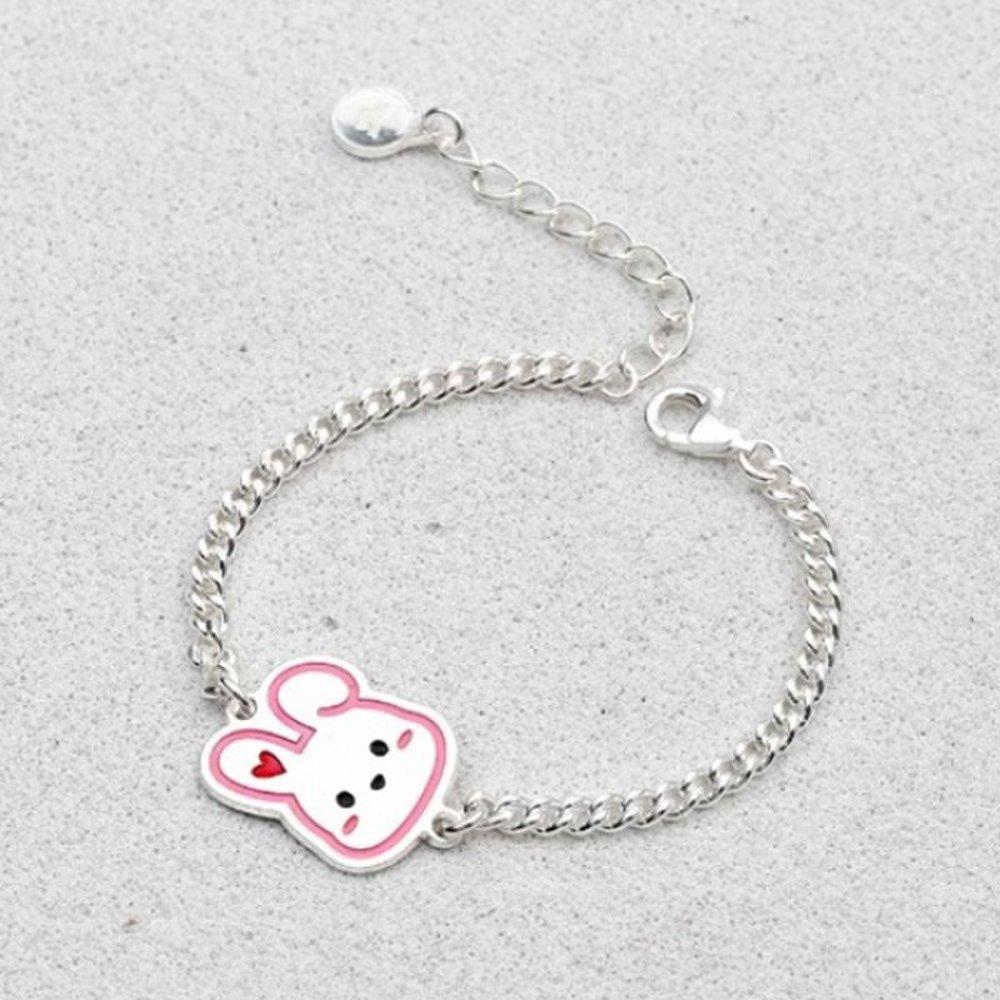 [As Little] Baby Silver Bracelet Silver 925 Pink Rabbit Pendant Toddler Kids