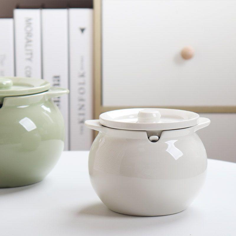 Ceramic Double-Handled Lard Jar with Lid - High-Temperature Resistant Kitchen Oil Storage Pot