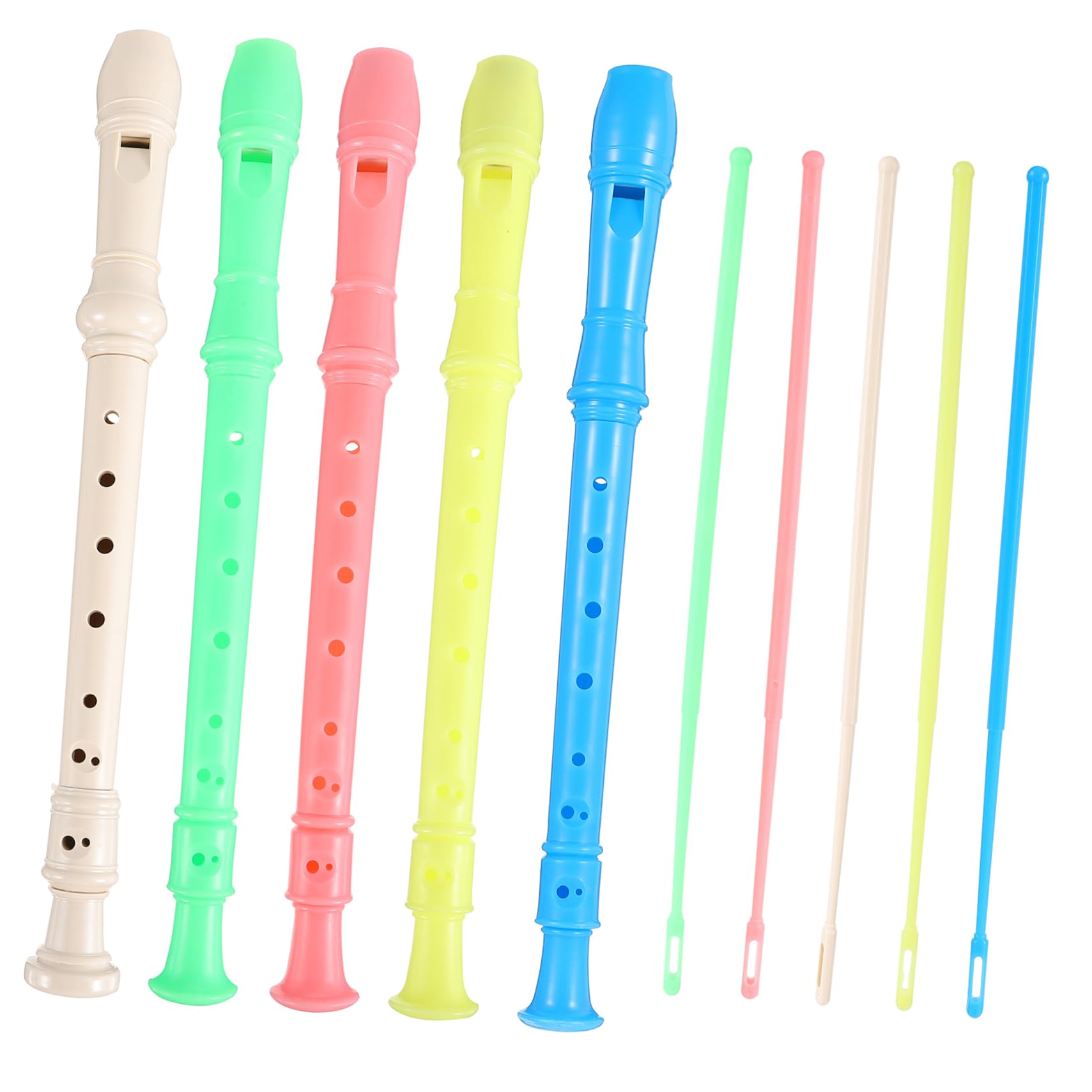 ibasenice 5-Piece Plastic Soprano Recorder, Musical Toy for Kids and Students, Bright Tone, Compact, and Easy to Use, Ideal for Children s Musical Lea