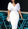 2024 Fashion Solid Color V-Neck Tube Top Dress with Bubble Beads