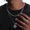 Colliers pendentifs boussole Vnox Cool Mode pour Hommes, Acier Inoxydable Double Couche Chaîne Cubaine/Corde/Figaro Collier Bijoux Cadeau