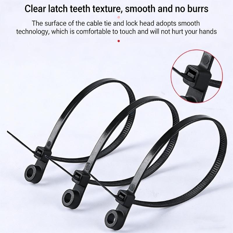 Pack Of 100 Strong Polyamide Fastening Bands With Screw Holes For Reliable Cord Management And Organization