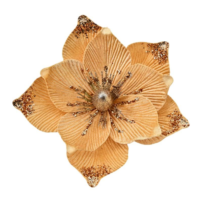 Gold Dust Christmas Flower Christmas Tree Ornament Accessories Christmas Wreath Ornament Christmas Decoration Flower Head False Flower