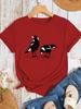 Simple And Cute Tshirt With Australian Magpie Silhouette Print Round Neck Daily Casual Womens Top Soft Round Neck Tshirt