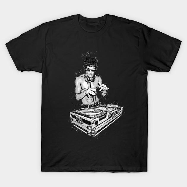 

Men Black Print T-shirt Dj Bruce Lee No-Cut Transfer Paper Print Cotton Tshirt 3XL чорний