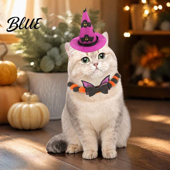Festive Puppy Clothes for Halloween Cat Costume Pet Bat Wings Funny Witch Hat Felt Apparel Parties Cats Small Dogs Holiday Parties Cosplay