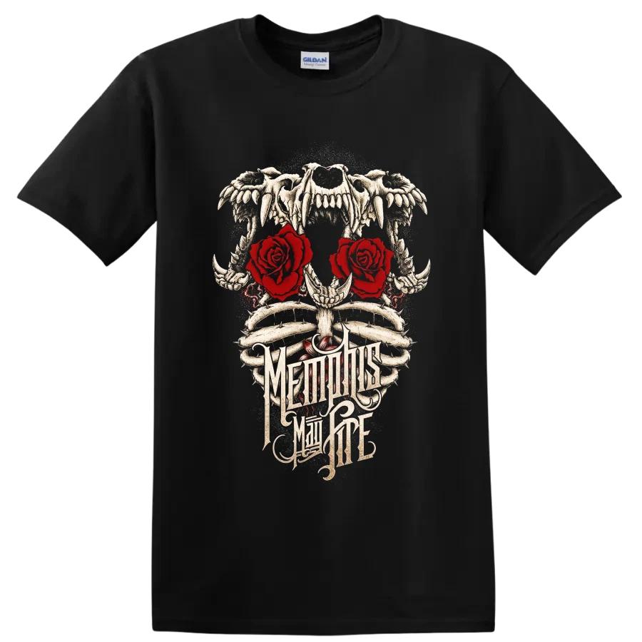 Memphis May Fire Metal Band Skull Roses Gothic Graphic T Shirt Concert Fan Tee