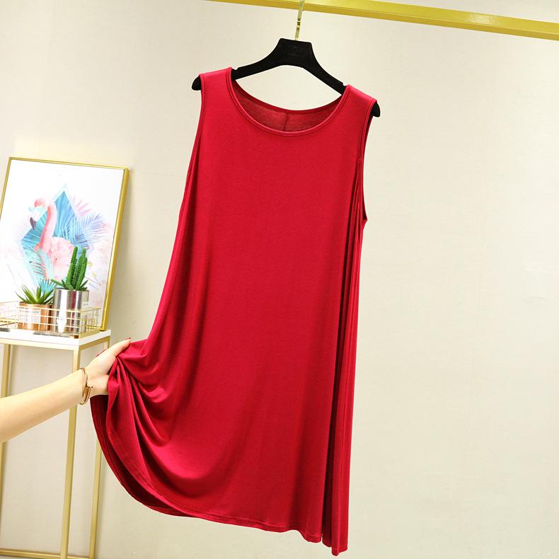 Plus Size Summer Modal Maternity Sleeveless Mid-Length Swing Dress