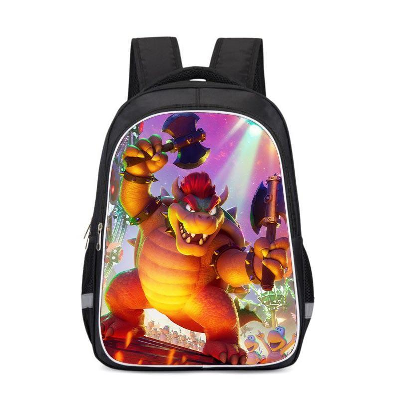 Mario Cartoon Kids School Backpack Boys Girls Lightweight Large Capacity Oxford Fabric Bag With Ergonomic Back Support