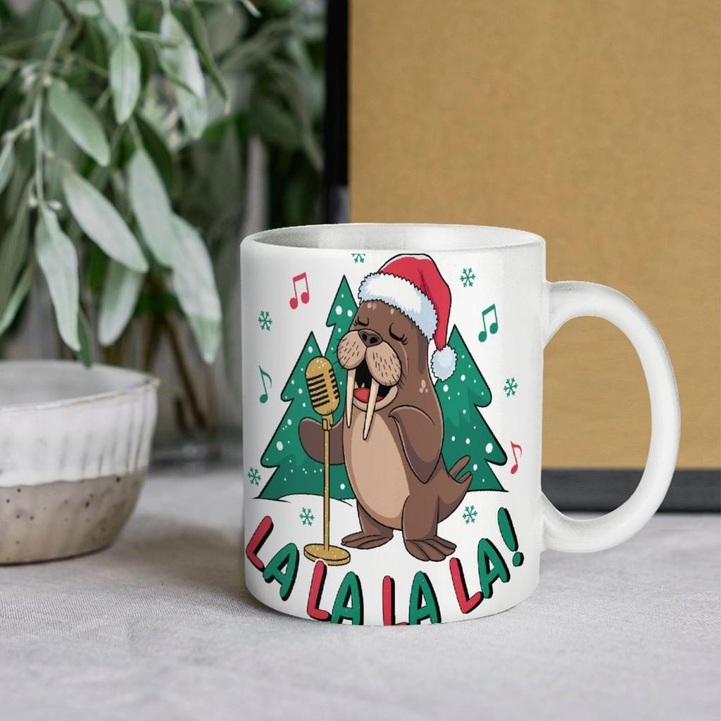 1pc 11oz blank ceramic mug, double-sided printed tea coffee cup, glossy look, durable wall thickness, classic white mug for daily beverages