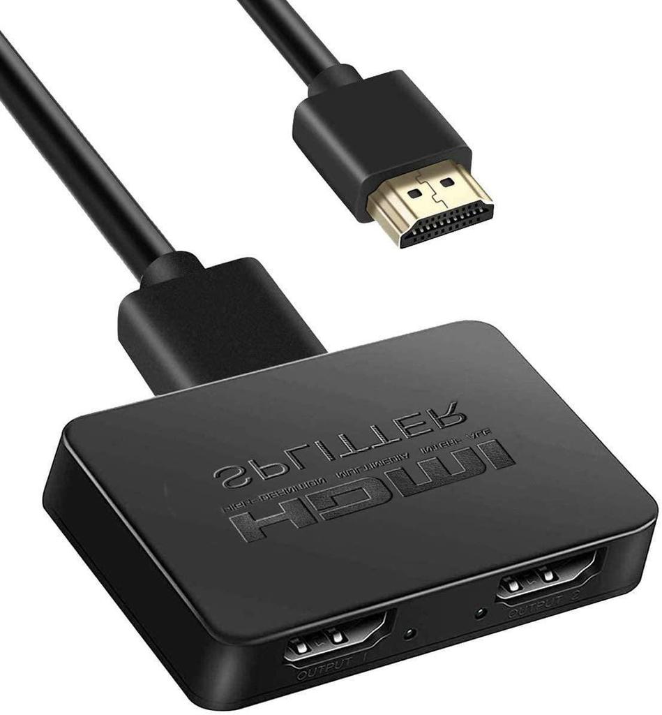 4K HDMI Splitter - 1 Input To 2 Outputs, Mini HDTV Video Mirroring Device