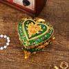 Vintage Heart-shaped Enamel Rose Jewelry Box Metal Trinket Organizer for Rings Earrings Necklaces Bracelets Desktop Decor Gift