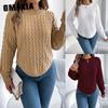 Høst og Vinter Casual Ensfarget Tvistet Lanterneerm Irregulær Pullover Genser Dameklær