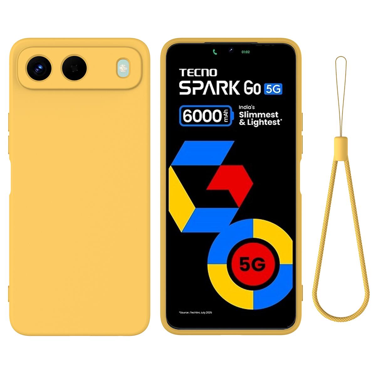 

For TECNO Spark Go 5G Liquid Silicone Case Phone Back Cover with Hand Strap