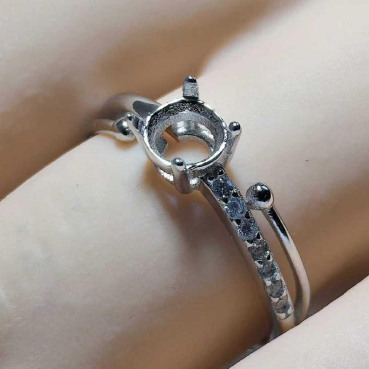 

Асимметричное кольцо из стерлингового серебра с инкрустацией бриллиантами, 5,2 мм, для самостоятельной сборки Adjustable Size