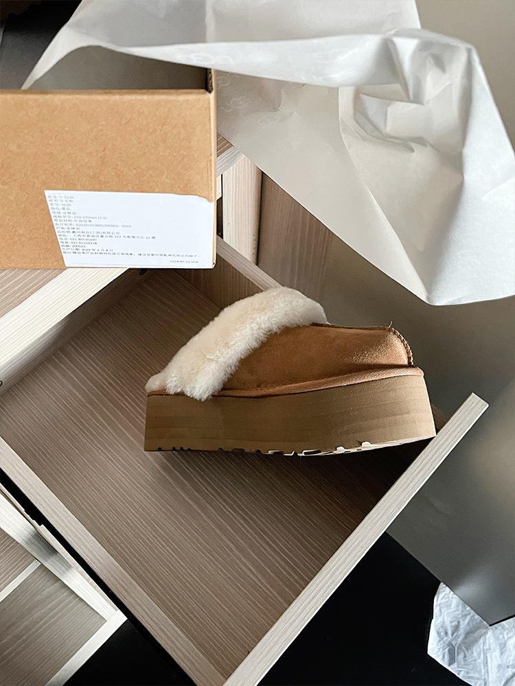 Sangpo 2024 Sheepskin Snow Boots with Heightened Toe Cap & Thick Sole Fur Slippers