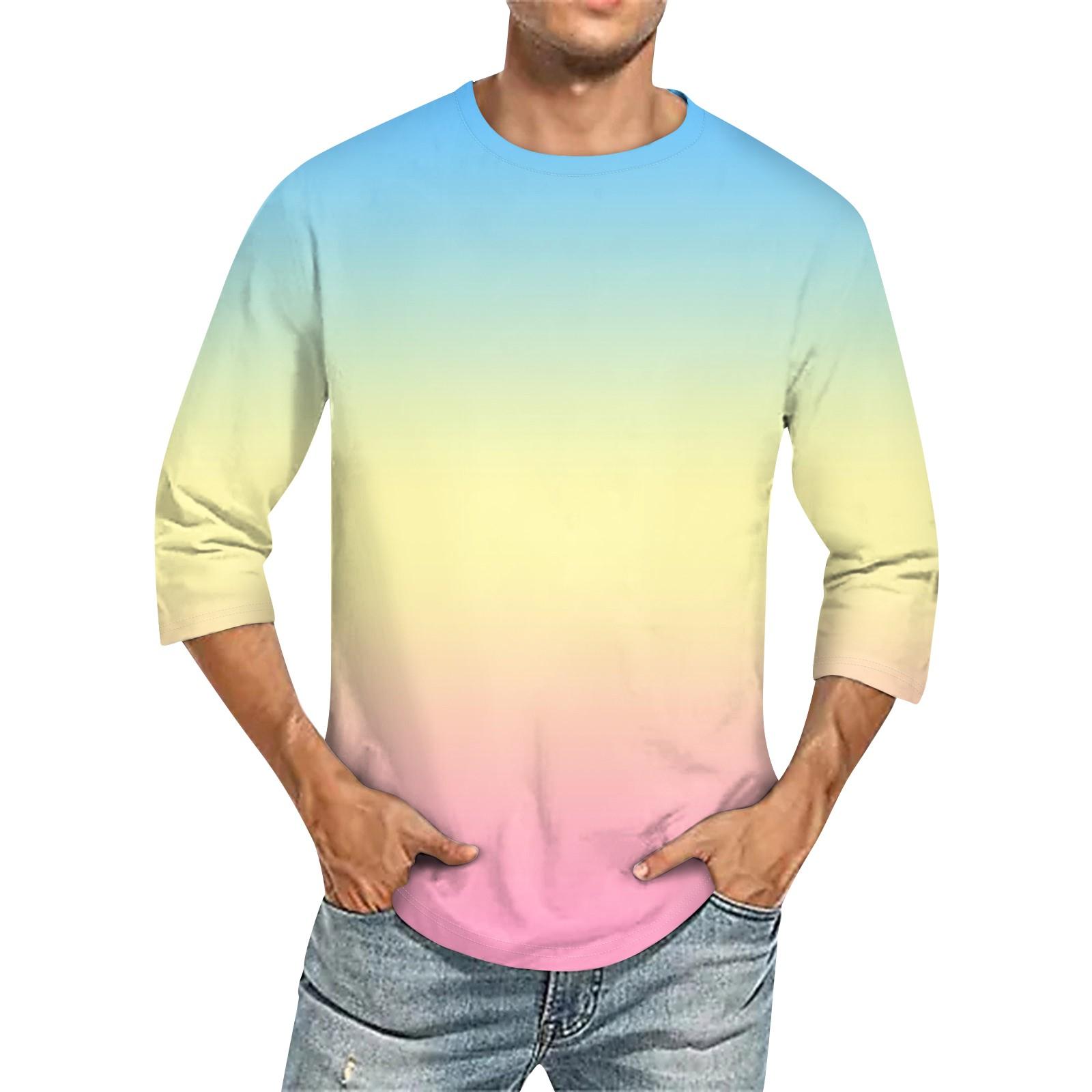 

Мужская однотонная футболка с круглым вырезом и рукавами три четверти XL жёлтый