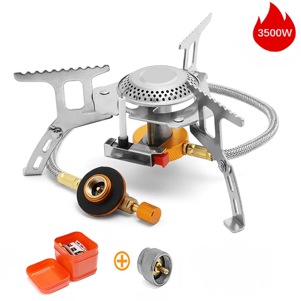 AUTOPkio 3500W Stufa Da Campeggio Antivento Con Accensione Piezoelettrica Pieghevole Fornellino A Gas Da Campeggio Per Picnic Pesca Trekking