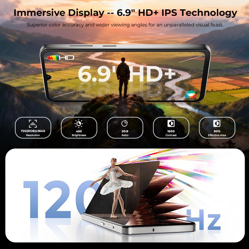 HOTWAV X100 GT Smartphones ,6.9-Inch, Android 16 Cell Phone ,8GB RAM +256GB ROM,5160mAh Battery,NFC/Face ID