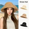 Magnetic Buckle Wide Brim Bucket Hat Thin Straw Female Sunshade Visors  Summer Outing
