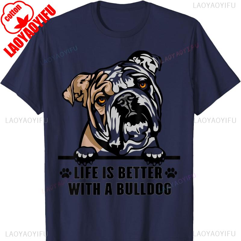 Bulldog Dad Funny English Bulldog Lover Gift TShirt Harajuku Shirts for Clothing Graphic T Shirts Aesthetic Clothes Tops Unisex