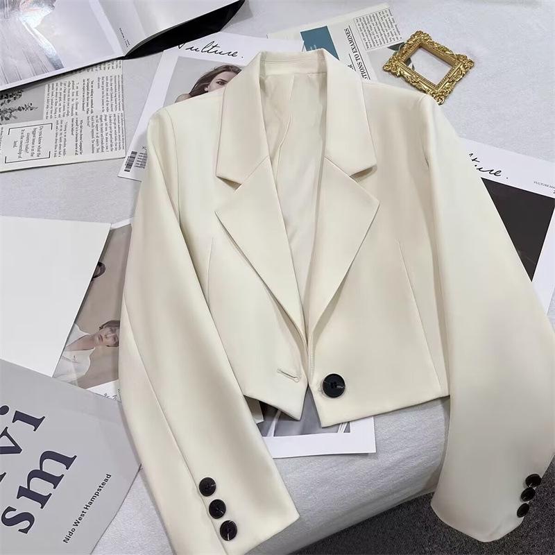 Chic Versatile Black Single-Button College Style Slimming Women's Blazer