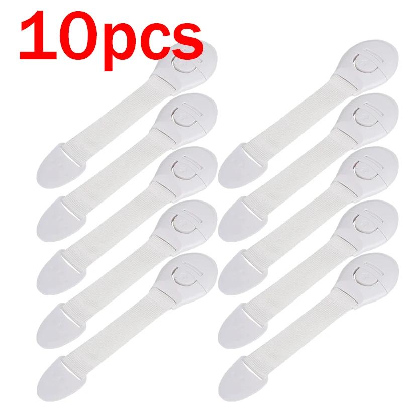 1/10Pcs Child Safety Cabinet Lock Kids Baby Drawer Door Cabinet Cupboard Toilet Safety Locks Plastic Security Protector Straps Set