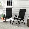 Set 2 Folding Chairs With Reclining Backrest And Headrest In Aluminum And Polyester 54x67x108 Cm Black