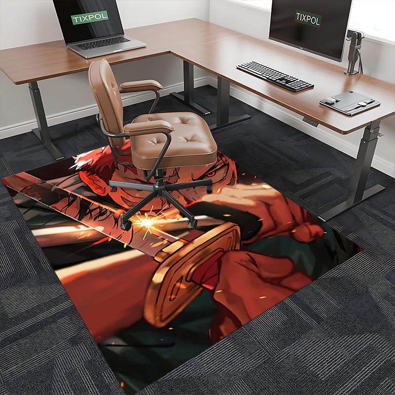 1pc Anime Cartoon Design Jujutsu Kaisen Satoru Gojo Chair Mat - Non-Slip Carpet for Office, Home Decor, Living Room, Bedroom, Game Room - Perfect Gift
