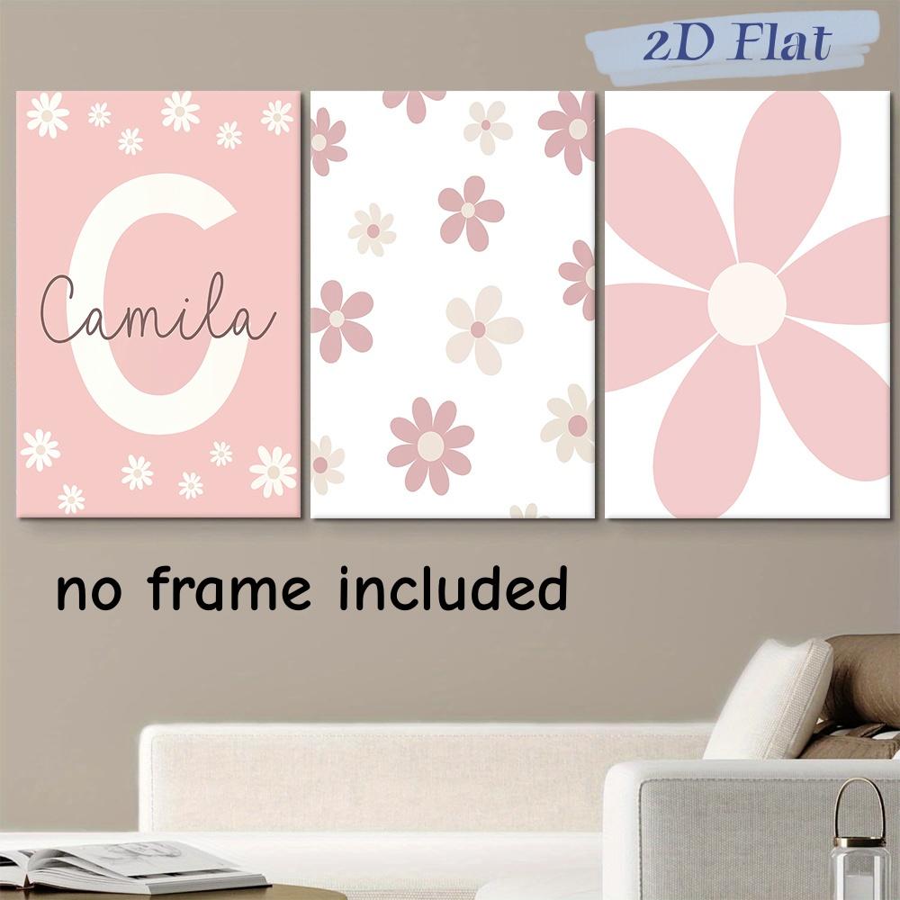 

3-piece set of Camilla name wall art with big letter C and daisy pollen color canvas painting for girls bedrooms, daycare decor (as the picture,20x30cm-3pcs)