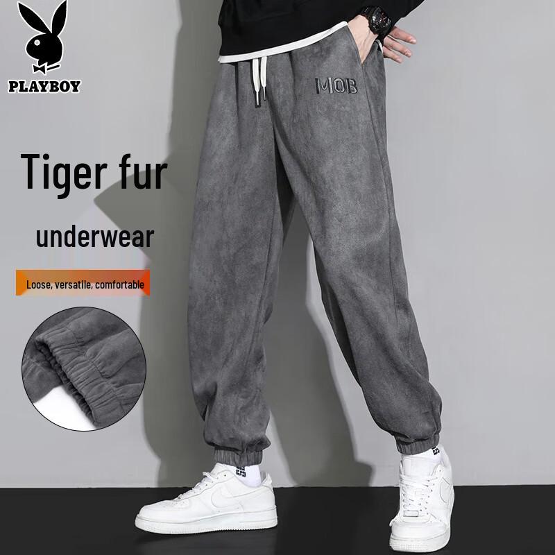 

PLAYBOY Men s Suede-like Casual Joggers XL