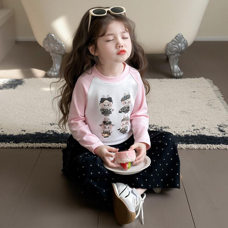 2025 Korean Style Girls  Cartoon Long-Sleeve T-Shirt – Trendy Autumn Fashion Top 90cm