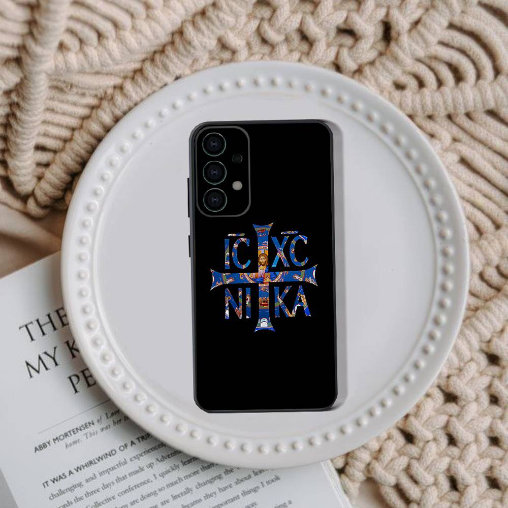 Orthodox Cross Icon Church Phone Case For Samsung Galaxy A20,A21s,A22,A31,A32,A52,A53,A72,73,A80,Note,J,S Soft Black Cover