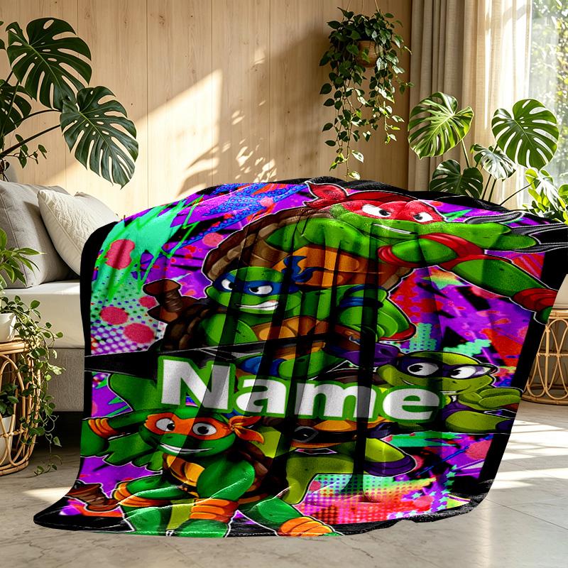 Custom Name Personalized Teenage Mutant Ninja Turtles Print Blanket, Home Decor, Bedroom, Sofa, Camping, Couch, Gifts for Birthday Christmas
