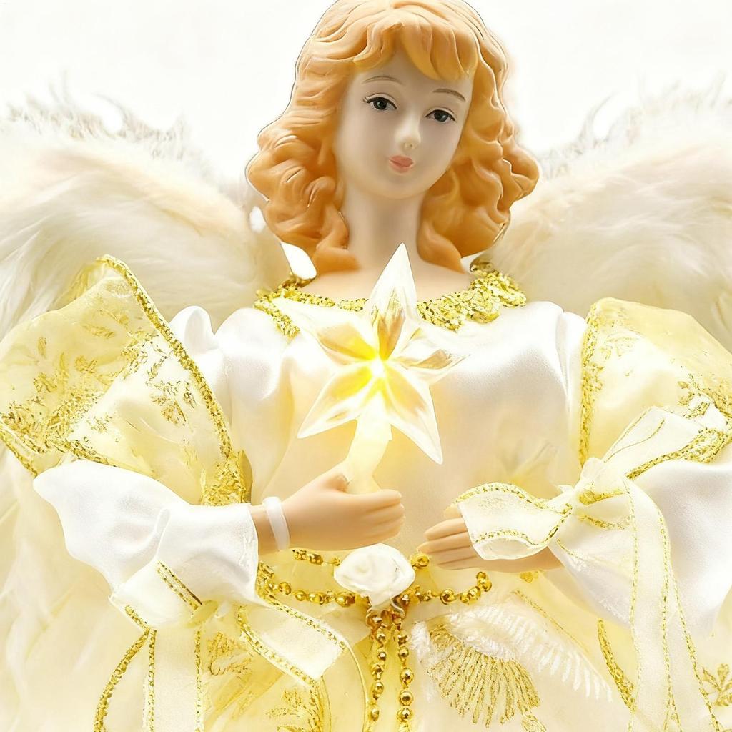 Weihnachtsbaumspitze Engel Deko Winter Feiertagsfigur Goldenes Kleid Engel für Weihnachtsbaum für Küche Schlafzimmer Wohnzimmer