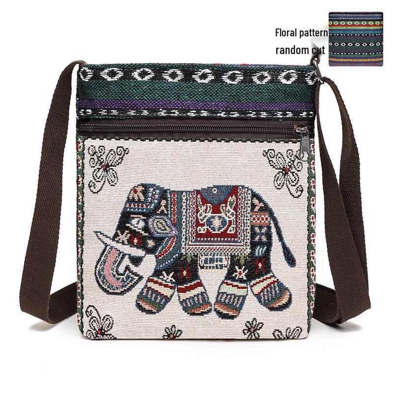 Damska torba płócienna na ramię - Uroczy chiński styl, Etniczny design Miao, Wszechstronna tkana torba na ramię i na telefon