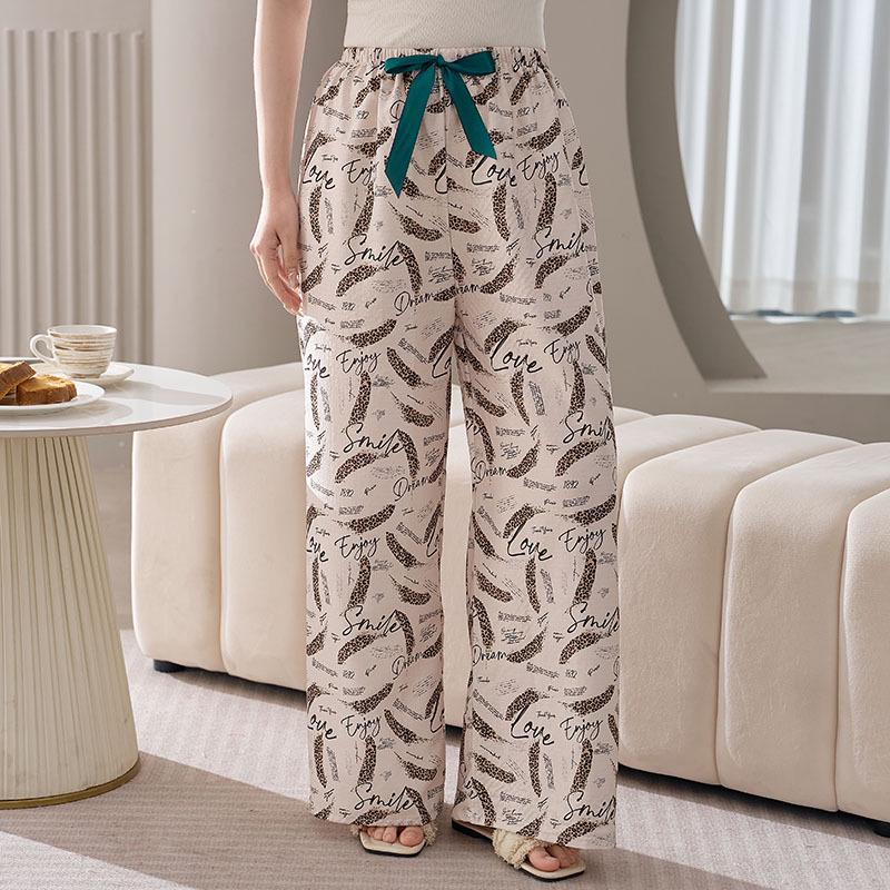 Women's Plus Size Cotton Silk Pajamas - Spring/Summer Lightweight Wide-Leg Pants for Beach, Loose Fit, Can Be Worn Outside