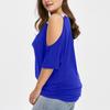 Plus Size Women Cold Shoulder Loose Casual Short Sleeve Shirt Tops Blouse Tops
