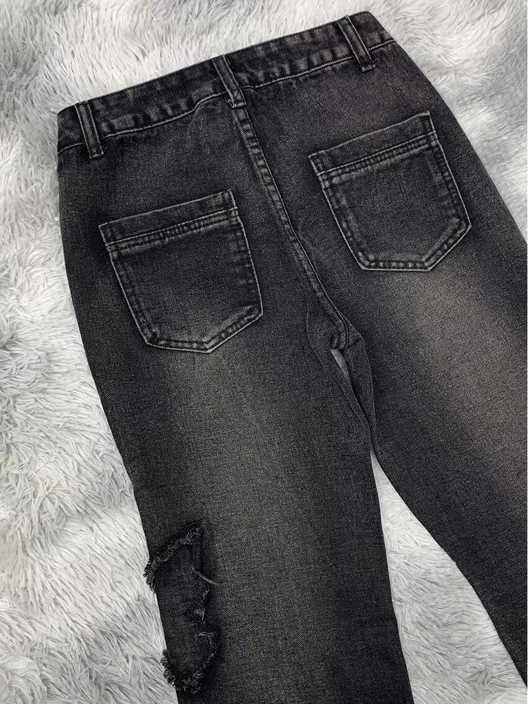 Women's Retro Butterfly Embroidered Low Waist Flared Jeans