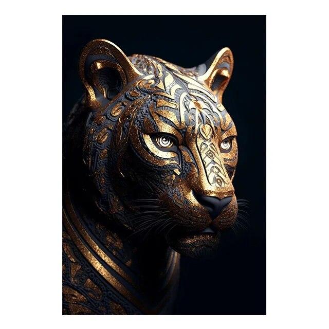 

Реалистичные черно-золотые портреты животных, постер, холст, живопись, крутые современные настенные художественные фотографии, гостиная, спальня, домашний декор, без рамки 21*30cm